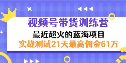 【副业项目3489期】视频号带货训练营，实战测试21天最高佣金61W（视频号带货怎么做）-掘金计划