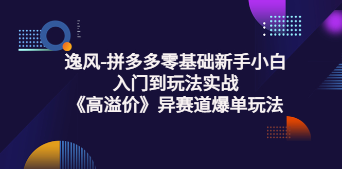 【副业项目3877期】逸风-拼多多新手小白入门到玩法实战，异赛道爆单玩法实操课-掘金计划