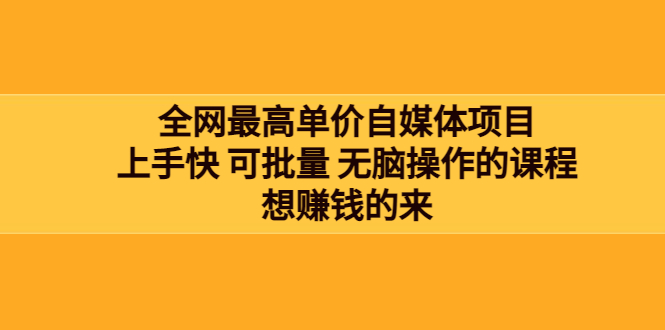 【副业项目3976期】全网最单高价自媒体项目：上手快 可批量 无脑操作的课程，想赚钱的来-掘金计划