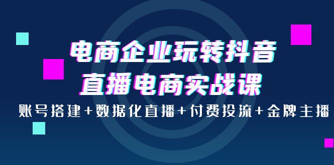 【副业项目4147期】电商企业玩转抖音直播电商实战课：账号搭建+数据化直播+付费投流+金牌主播-掘金计划