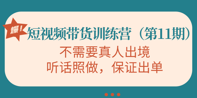 【副业项目4328期】短视频带货训练营（第11期），不需要真人出境，听话照做，保证出单-掘金计划