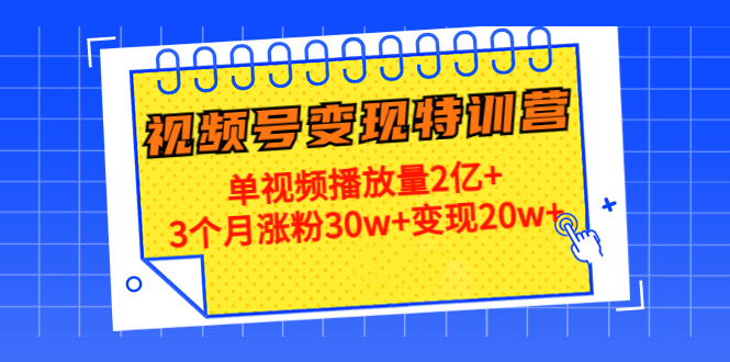 【副业项目4713期】20天视频号变现特训营：单视频播放量2亿+3个月涨粉30w+变现20w+-掘金计划