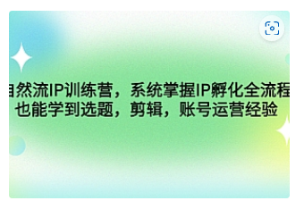 【副业项目4920期】自然流IP训练营，系统掌握IP孵化全流程，也能学到选题，剪辑，账号运营经验-掘金计划