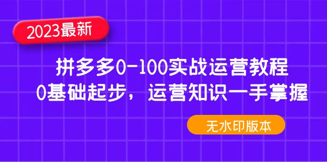 【副业项目5048期】2023拼多多0-100实战运营教程，0基础起步，运营知识一手掌握-掘金计划