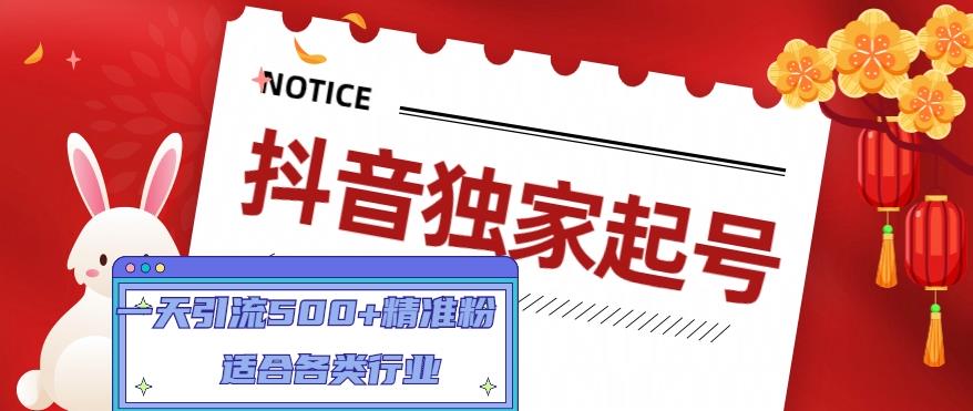 【副业项目5106期】抖音独家起号，一天引流500+精准粉，适合各类行业（9节视频课）-掘金计划