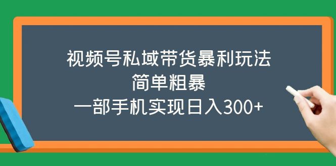 【副业项目5627期】视频号私域带货暴利玩法，简单粗暴，一部手机实现日入300+-掘金计划