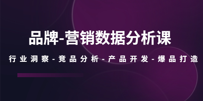 【副业项目5644期】品牌-营销数据分析课，行业洞察-竞品分析-产品开发-爆品打造-掘金计划