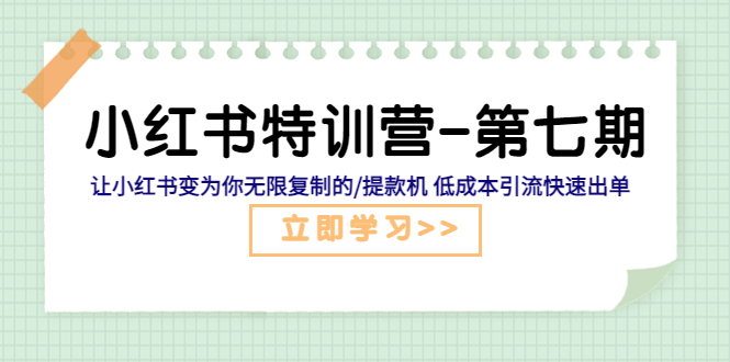 【副业项目5683期】小红书特训营-第七期 让小红书变为你无限复制的/提款机 低成本引流快速出单-掘金计划