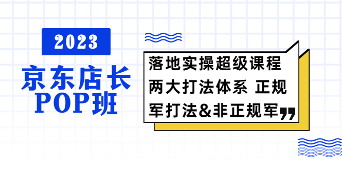 【副业项目5761期】2023京东店长·POP班 落地实操超级课程 两大打法体系 正规军&非正规军-掘金计划
