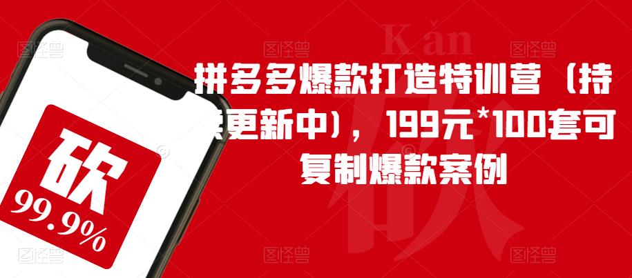 【副业项目6391期】拼多多爆款打造特训营（持续更新中)，199元*100套可复制爆款案例-掘金计划
