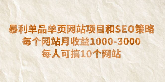 【副业项目6633期】暴利单品单页网站项目和SEO策略 每个网站月收益1000-3000 每人可搞10个-掘金计划