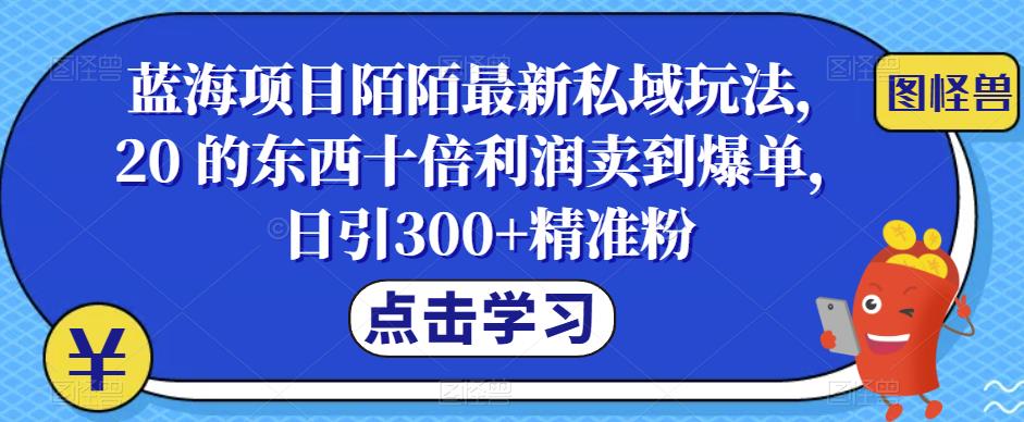【副业项目6699期】蓝海项目陌陌最新私域玩法，20 的东西十倍利润卖到爆单，日引300+精准粉【揭秘】-掘金计划