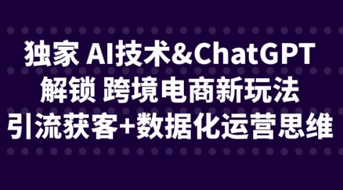 【副业项目6780期】独家 AI技术&ChatGPT解锁 跨境电商新玩法，引流获客+数据化运营思维-掘金计划