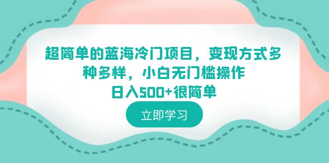 【副业项目6524期】超简单的蓝海冷门项目，变现方式多种多样，小白无门槛操作日入500+很简单-掘金计划