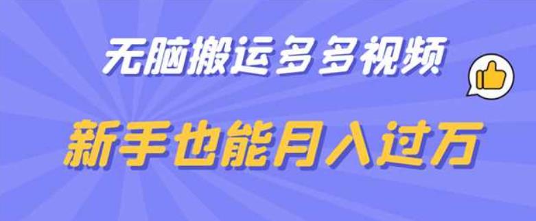 【副业项目6853期】无脑搬运多多视频，新手也能月入过万【揭秘】-掘金计划