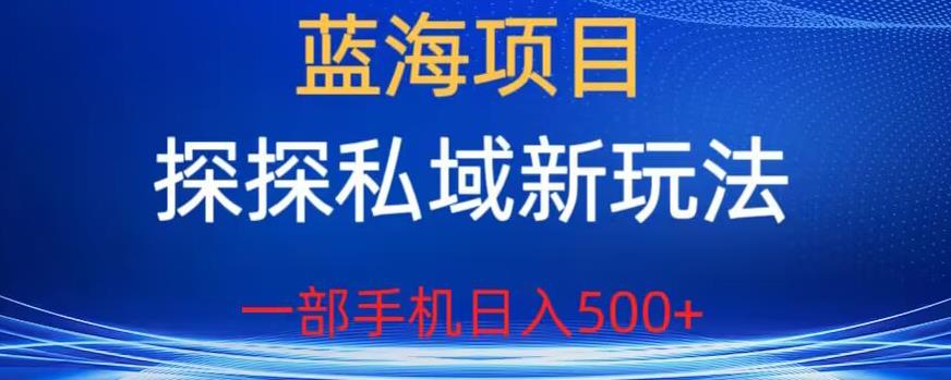 【副业项目6894期】蓝海项目，探探私域新玩法，一部手机日入500+很轻松【揭秘】-掘金计划