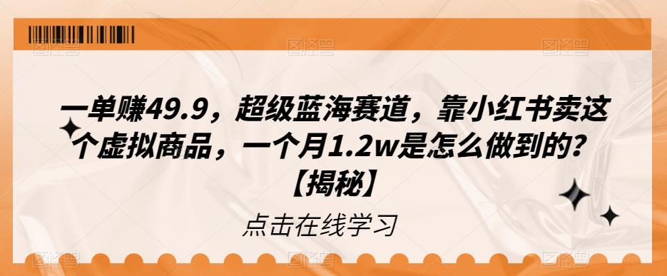 【副业项目6899期】一单赚49.9，超级蓝海赛道，靠小红书卖这个虚拟商品，一个月1.2w是怎么做到的？【揭秘】-掘金计划