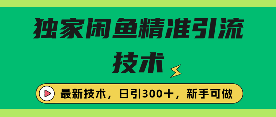 【副业项目6912期】独家闲鱼引流技术，日引300＋实战玩法-掘金计划