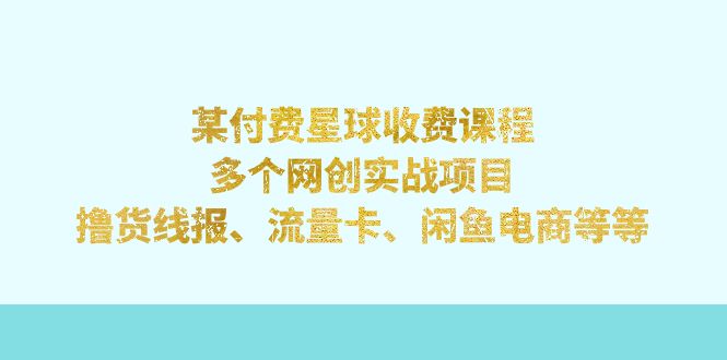 【副业项目7334期】某付费星球课程：多个网创实战项目，撸货线报、流量卡、闲鱼电商等等-掘金计划