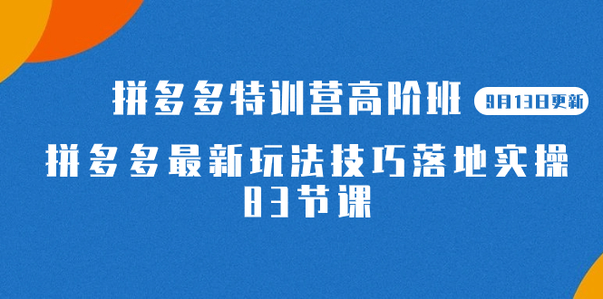 【副业项目7470期】2023拼多多·特训营高阶班【9月13日更新】拼多多最新玩法技巧落地实操-83节-掘金计划