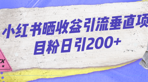 【副业项目7194期】小红书晒收益图引流垂直项目粉日引200+-掘金计划