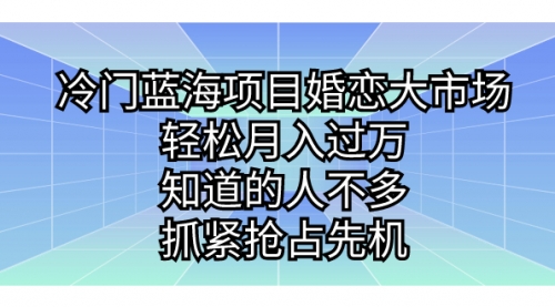 【副业项目7246期】冷门蓝海项目婚恋大市场，轻松月入过万-掘金计划