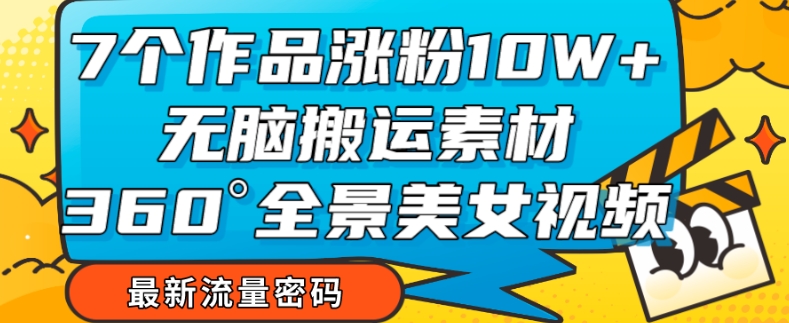 【副业项目7945期】7个作品涨粉10W+，无脑搬运素材，全景美女视频爆款玩法分享【揭秘】-掘金计划