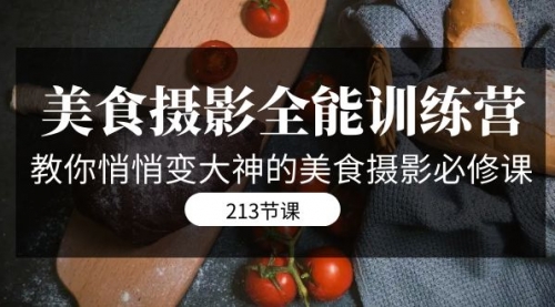 【副业项目7634期】美食摄影-全能特训营，教你悄悄变大神的美食摄影必修课（8套课程-213节）-掘金计划
