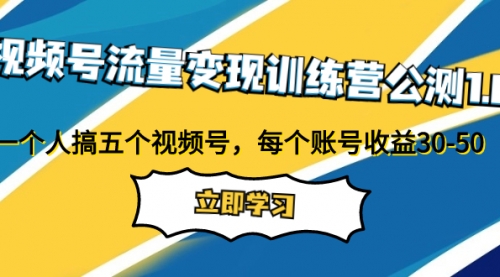 【副业项目8026期】视频号流量变现训练营公测1.0：一个人搞五个视频号，每个账号收益30-50-掘金计划