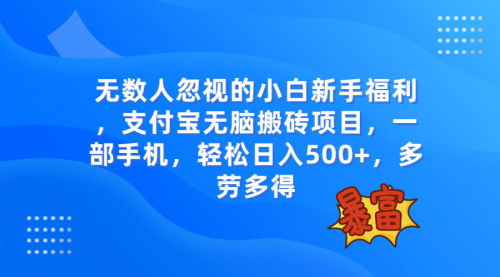 【副业项目8111期】无数人忽视的项目，支付宝无脑搬砖项目，一部手机即可操作，轻松日入500+-掘金计划