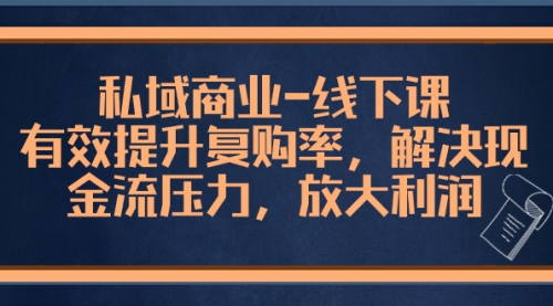 【副业项目8578期】私域商业-线下课，有效提升复购率，解决现金流压力，放大利润-掘金计划