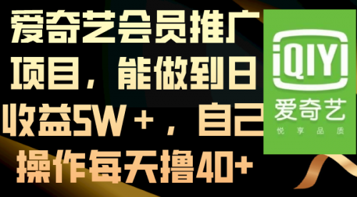 【副业8764期】爱奇艺会员推广项目，能做到日收益5W＋-掘金计划