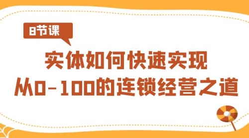 【副业8986期】实体·如何快速实现从0-100的连锁经营之道（8节视频课）-掘金计划