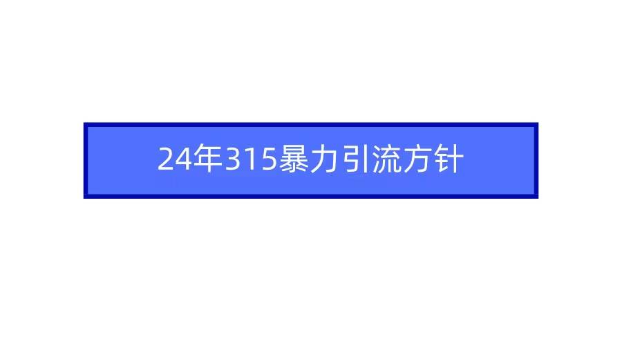 2024年315暴力引流方针-掘金计划
