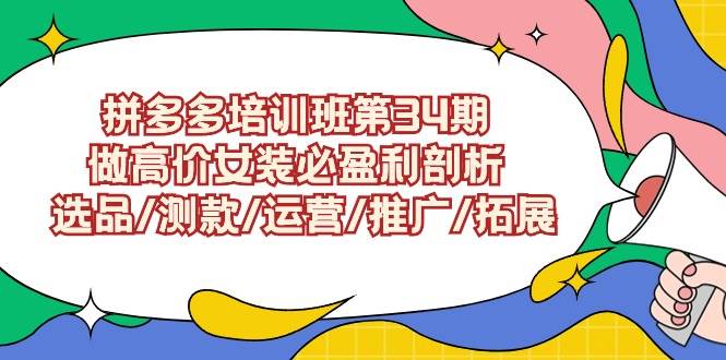 拼多多培训班第34期：做高价女装必盈利剖析  选品/测款/运营/推广/拓展-掘金计划