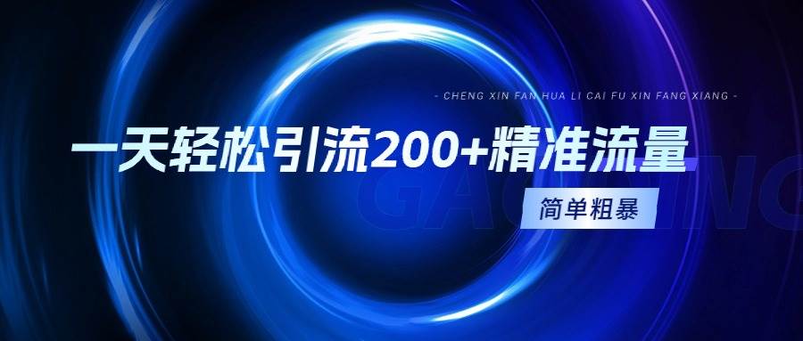 一天轻松引流200+精准流量，简单粗暴，一看就会-掘金计划