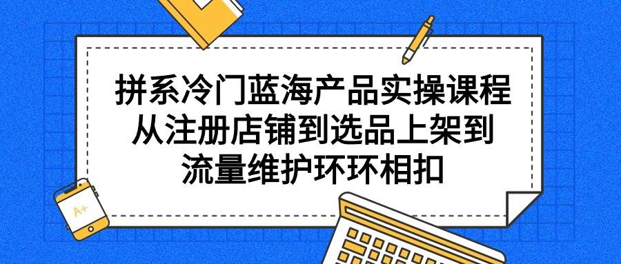 拼系冷门蓝海产品实操课程，从注册店铺到选品上架到流量维护环环相扣-掘金计划