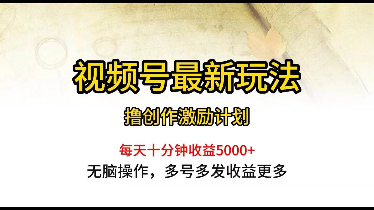 视频号最新玩法，每日一小时月入5000+-掘金计划