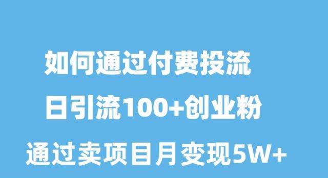 如何通过付费投流日引流100+创业粉月变现5W+-掘金计划