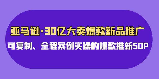 亚马逊30亿·大卖爆款新品推广，可复制、全程案例实操的爆款推新SOP-掘金计划