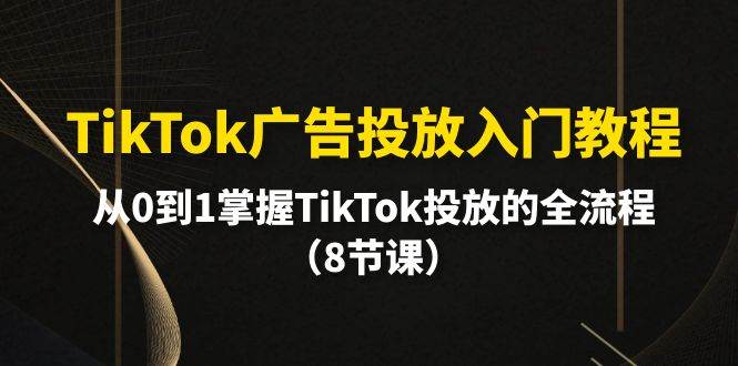 TikTok广告投放入门教程，从0到1掌握TikTok投放的全流程（8节课）-掘金计划