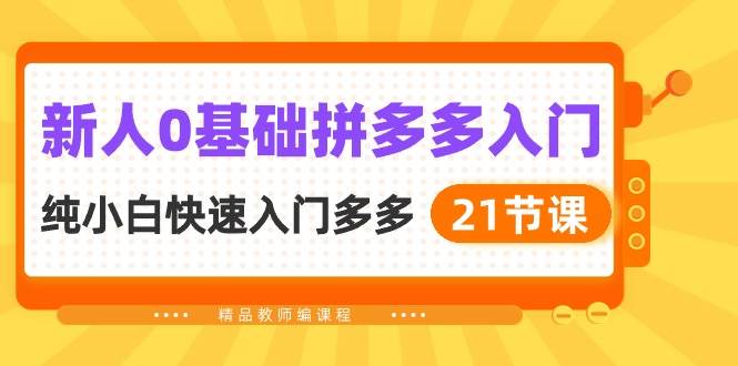 新人0基础拼多多入门，纯小白快速入门多多（21节课）-掘金计划