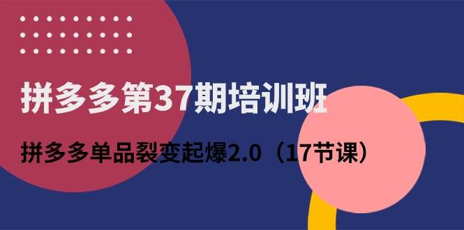 拼多多第37期培训班：拼多多单品裂变起爆2.0（17节课）-掘金计划