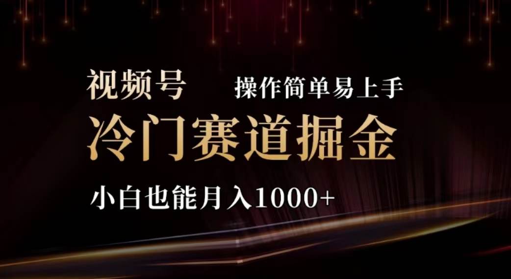 2024视频号冷门赛道掘金，操作简单轻松上手，小白也能月入1000+-掘金计划