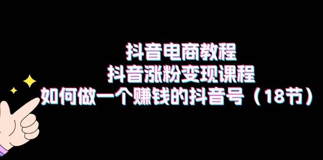 抖音电商教程：抖音涨粉变现课程：如何做一个赚钱的抖音号（18节）-掘金计划