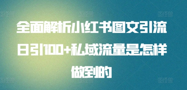 全面解析小红书图文引流日引100私域流量是怎样做到的-掘金计划
