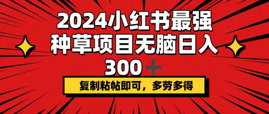 2024小红书最强种草项目，无脑日入300+，复制粘帖即可，多劳多得-掘金计划