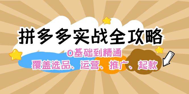 拼多多实战全攻略：0基础到精通，覆盖选品、运营、推广、起款-掘金计划