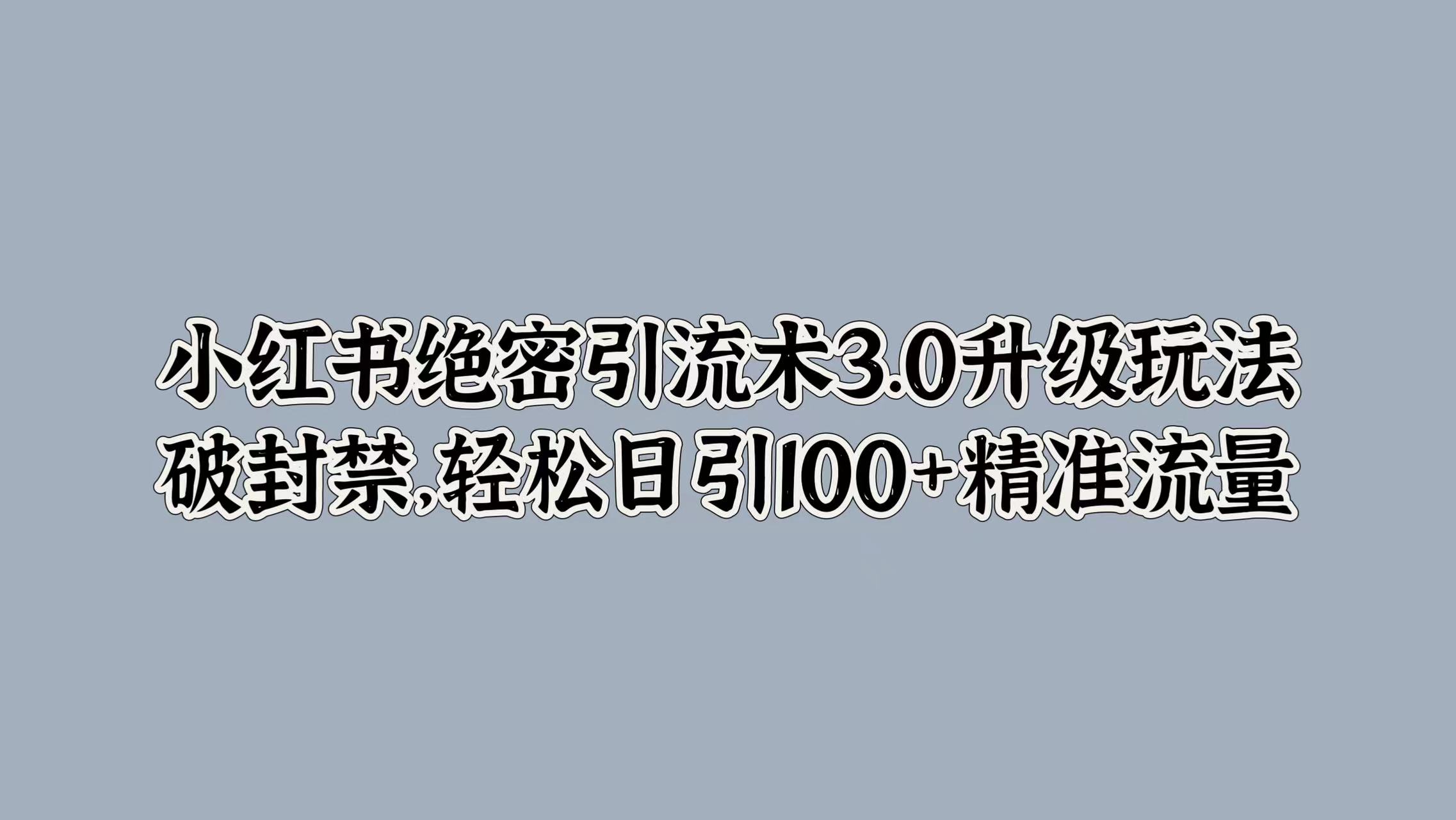 小红书绝密引流术3.0升级玩法，破封禁，轻松日引100+精准流量-掘金计划