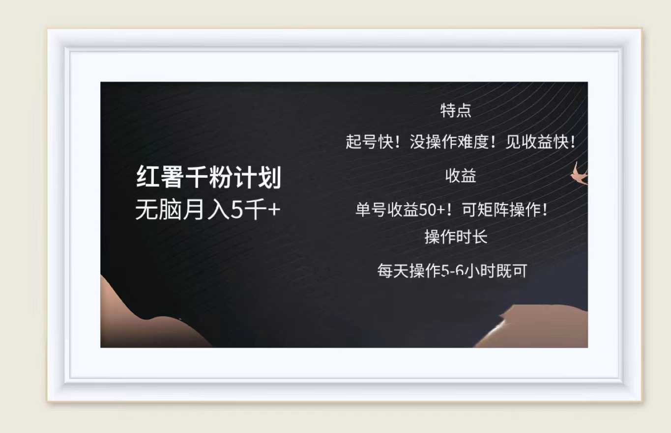 红薯千粉计划无脑月入5千➕！既做既赚！-掘金计划